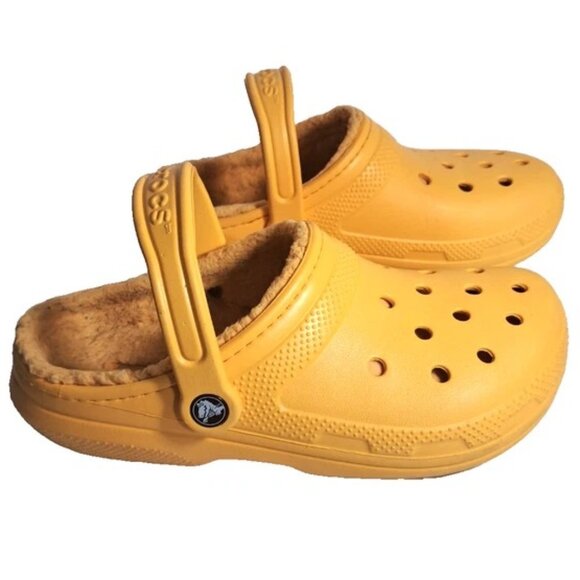 Crocs Classic Womens Size 8 Yellow Sherpa Lined Clogs Slip On Shoes Slippers - Picture 3 of 10
